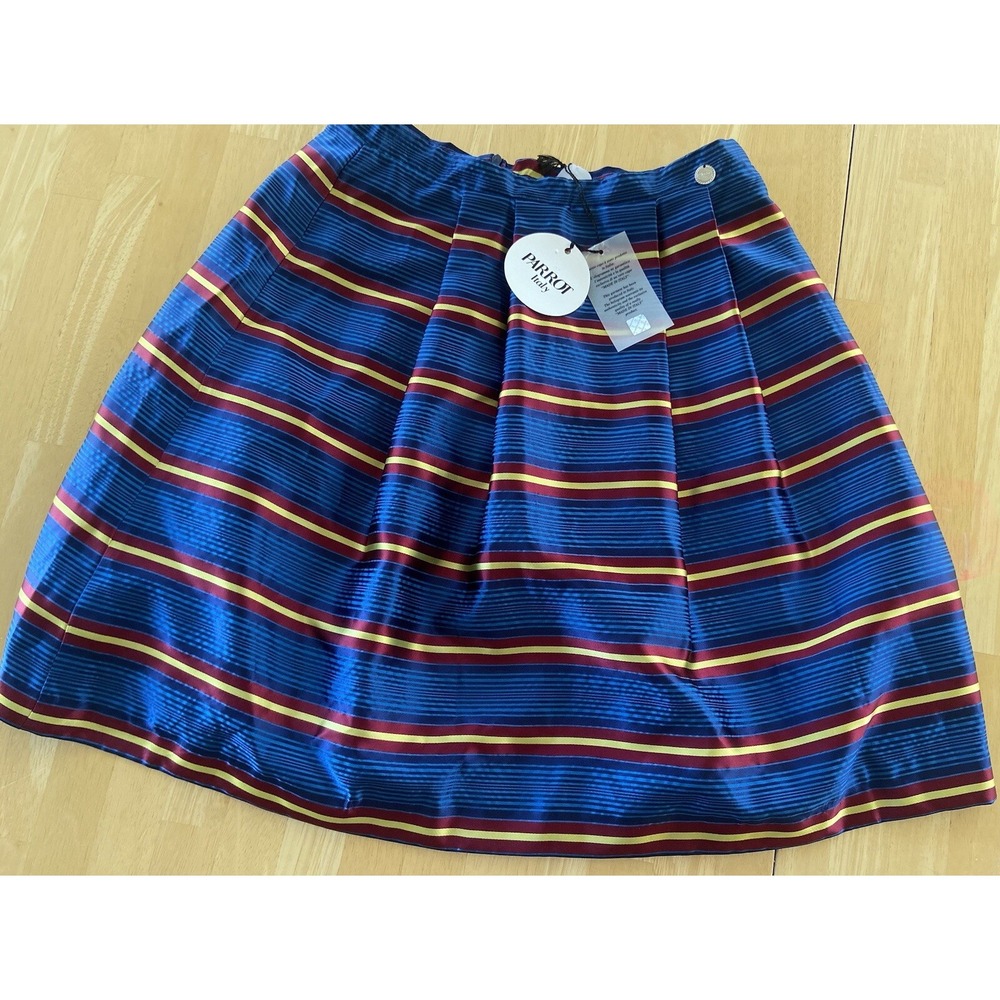 Y2K Italy Skirt Girls 16 Parrot NWT Blue Burgundy Gold Puffy School Girl Retro